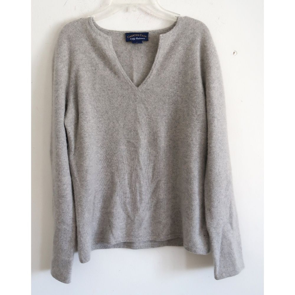 Charter Club Gray 2-Ply Cashmere Sweater - Size Medium
